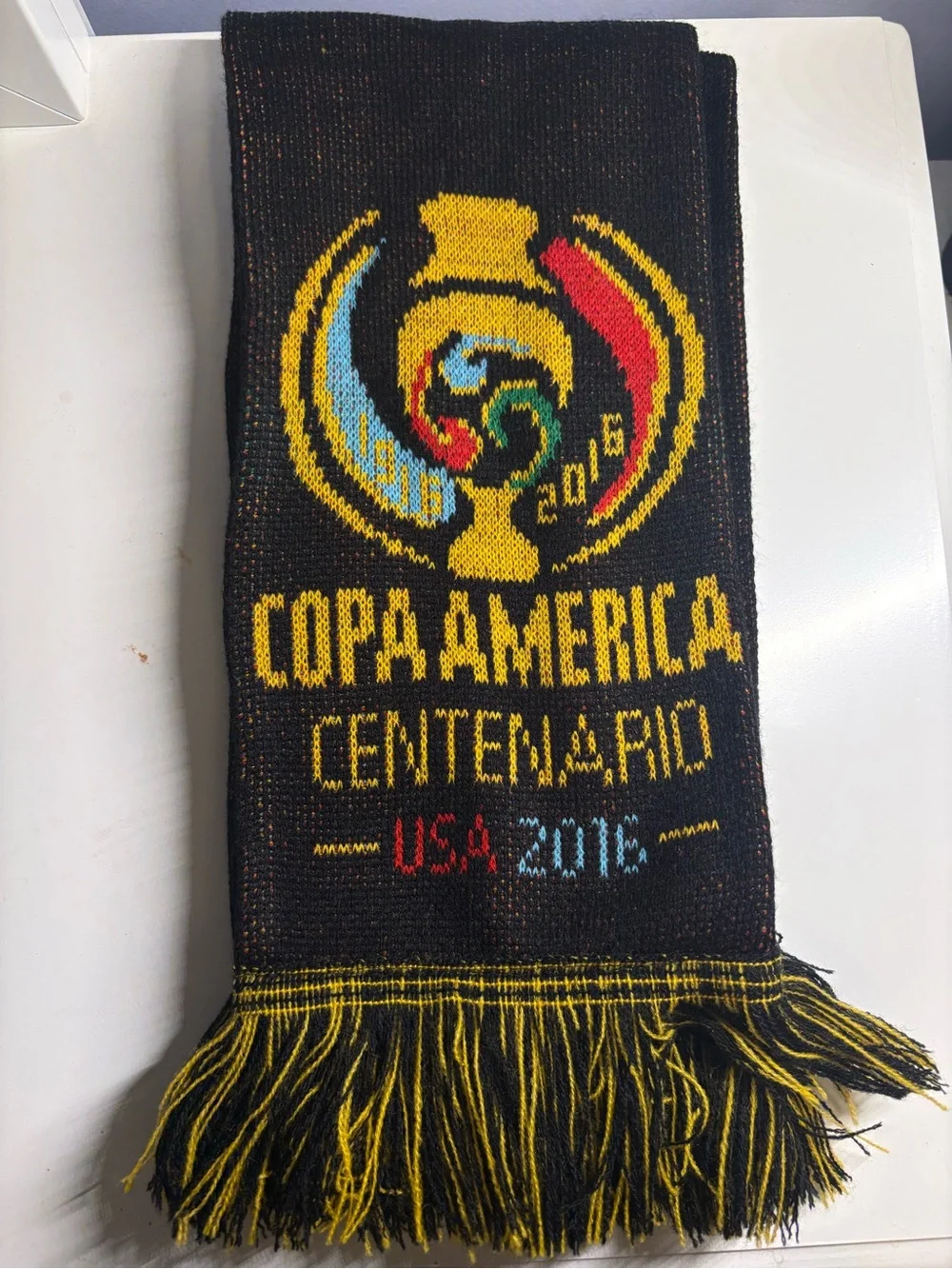 Copa America Centenario Woven Scarf - Black with Yellow